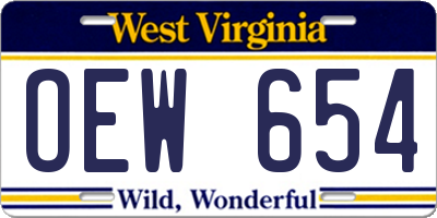 WV license plate OEW654