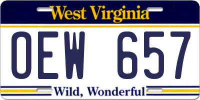WV license plate OEW657