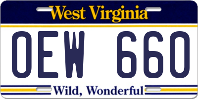 WV license plate OEW660