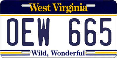 WV license plate OEW665