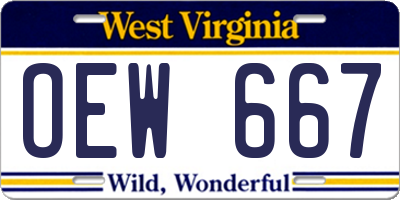 WV license plate OEW667
