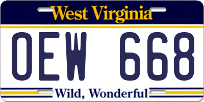 WV license plate OEW668