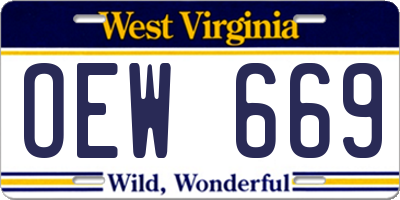 WV license plate OEW669