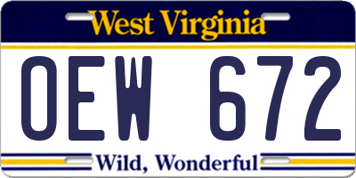 WV license plate OEW672