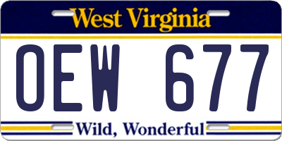 WV license plate OEW677