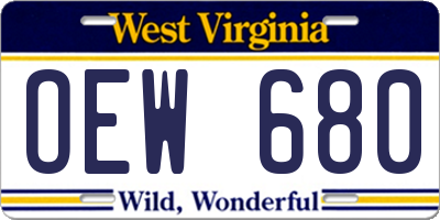 WV license plate OEW680