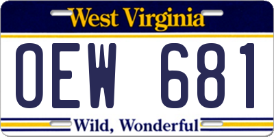 WV license plate OEW681