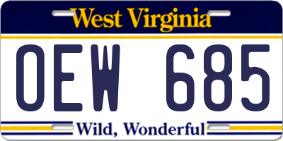 WV license plate OEW685