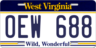 WV license plate OEW688