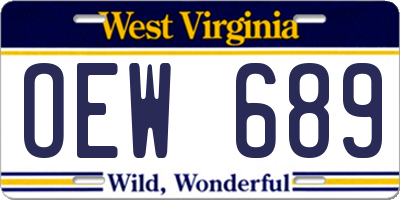 WV license plate OEW689