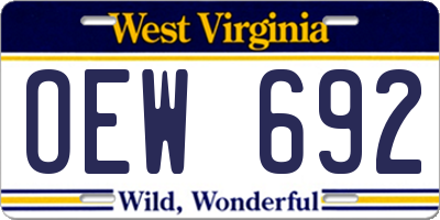 WV license plate OEW692