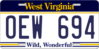 WV license plate OEW694