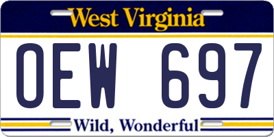 WV license plate OEW697