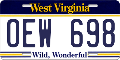 WV license plate OEW698