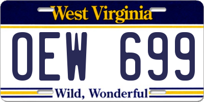 WV license plate OEW699