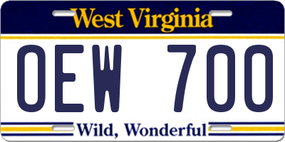 WV license plate OEW700