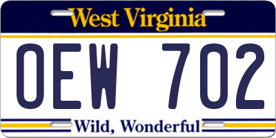 WV license plate OEW702