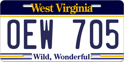 WV license plate OEW705