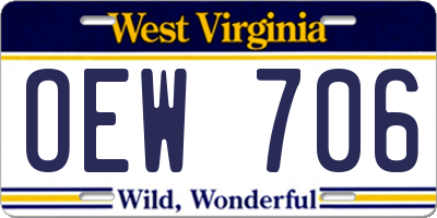 WV license plate OEW706
