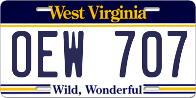 WV license plate OEW707