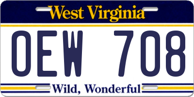 WV license plate OEW708