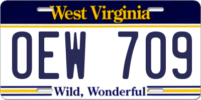 WV license plate OEW709