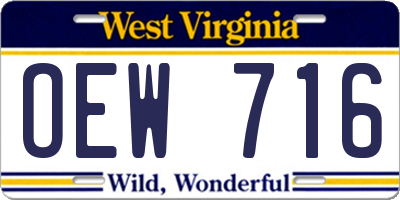 WV license plate OEW716