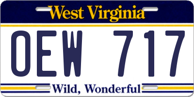 WV license plate OEW717