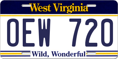 WV license plate OEW720