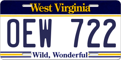 WV license plate OEW722