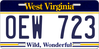 WV license plate OEW723