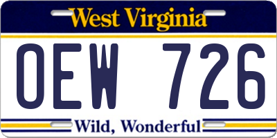 WV license plate OEW726