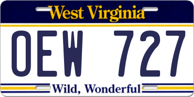 WV license plate OEW727