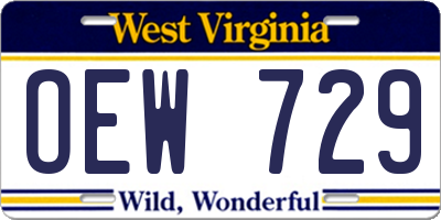 WV license plate OEW729