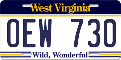 WV license plate OEW730