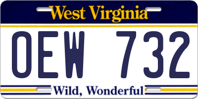 WV license plate OEW732