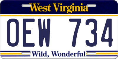WV license plate OEW734