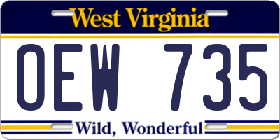 WV license plate OEW735