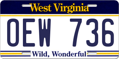 WV license plate OEW736