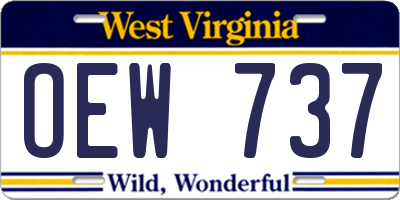 WV license plate OEW737