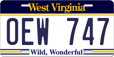 WV license plate OEW747
