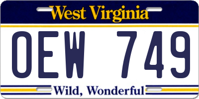 WV license plate OEW749