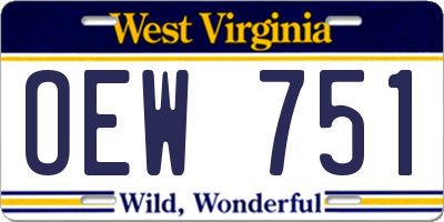 WV license plate OEW751