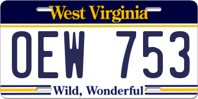 WV license plate OEW753