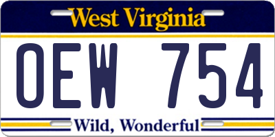 WV license plate OEW754