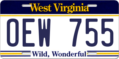 WV license plate OEW755