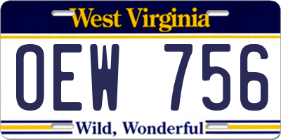 WV license plate OEW756