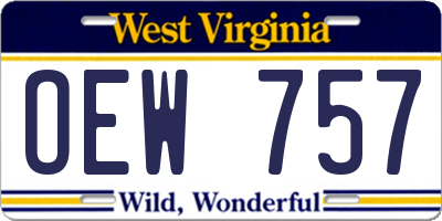 WV license plate OEW757