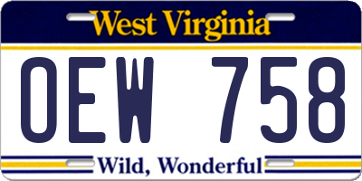 WV license plate OEW758
