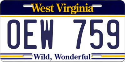 WV license plate OEW759